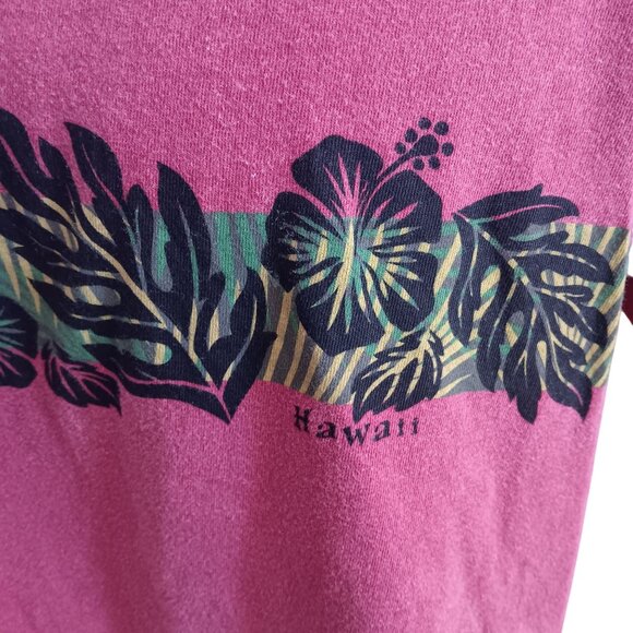 Vintage Medium T-shirt Crazy Shirts Hawaiian Floral Pink Medium Cotton Y2K - Picture 4 of 5